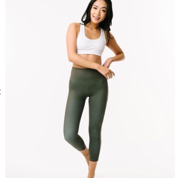 ZYIA Logo Stripe LnT Hi-Rise Capri, 20", Sz 8-10, NWOT, Olive Green - Picture 2 of 8